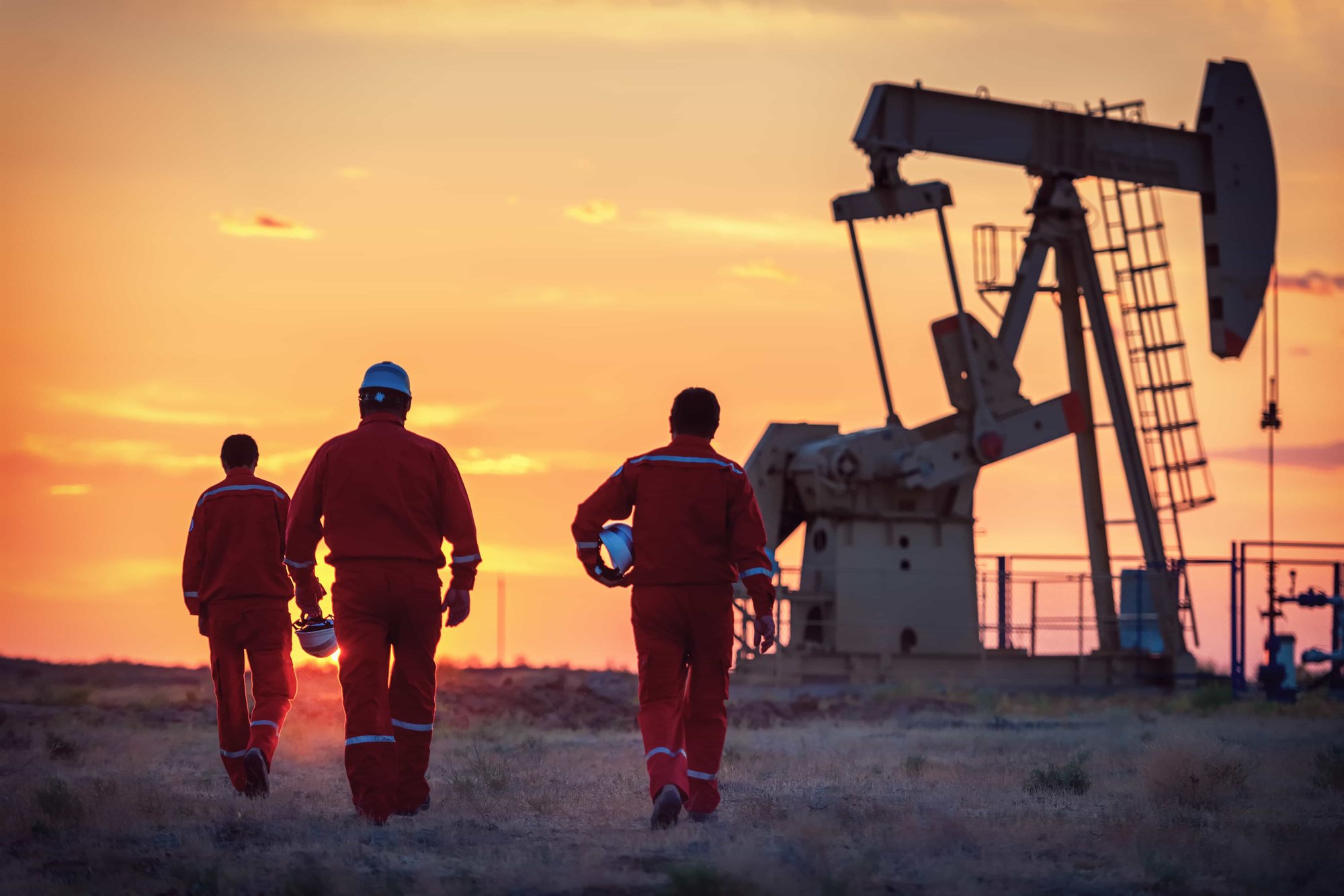 The oil workers at work The oil workers at work